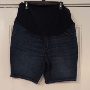 Ingrid & Isabel High Waist Blue and Black Maternity Shorts